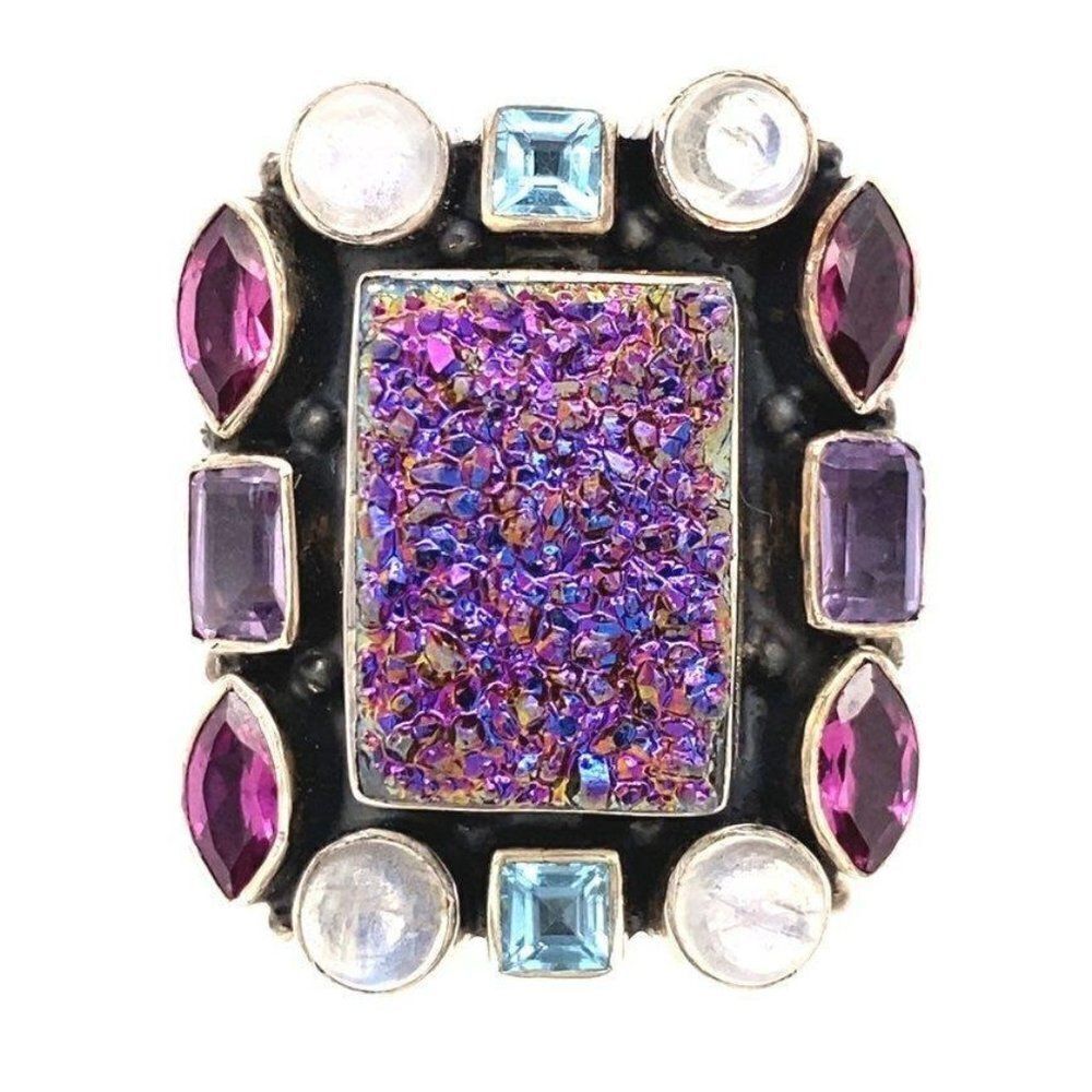 Nicky Butler 925 Square Druzy Moonstone,